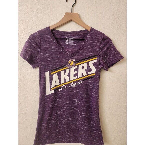 NBA Los Angeles Lakers Purple Women V-neck T-shirt Sz S - Picture 1 of 4